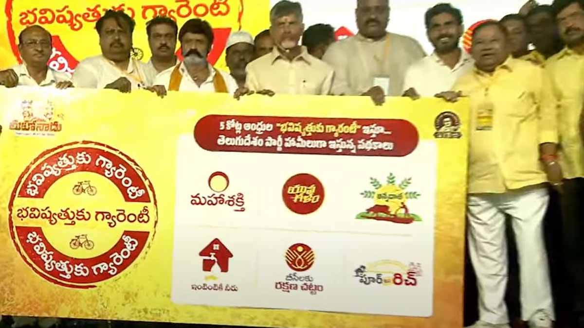 భవిష్యత్తు గ్యారెంటీ- టీడీపీ మేనిఫెస్టో: ఆరు హామీలను ఆవిష్కరించిన చంద్రబాబు