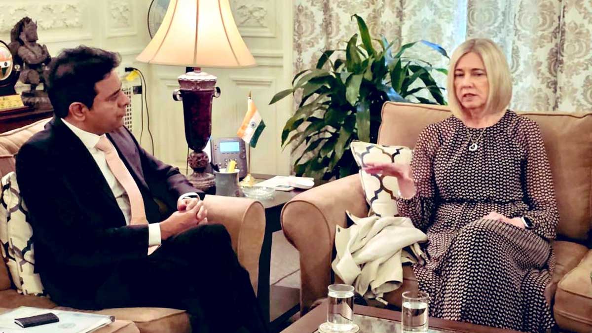 తెలంగాణ వినోద రంగంలోకి వార్న‌ర్ బ్ర‌ద‌ర్స్ డిస్క‌వ‌రీ: అమెరికాలో కేటీఆర్ కీలక భేటీ