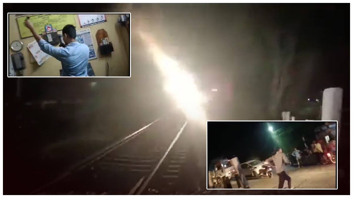 ఏపీలో తృటిలో తప్పిన ఘోర రైలు ప్రమాదం- లెవెల్ క్రాసింగ్‌పై ట్రాఫిక్ జామ్